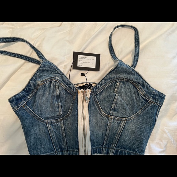Marissa Webb Cassidy denim bustier - Picture 2 of 4